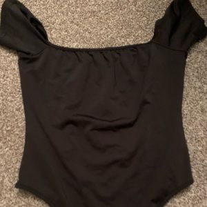 Black bodysuit off shoulder leotard cold shoulder